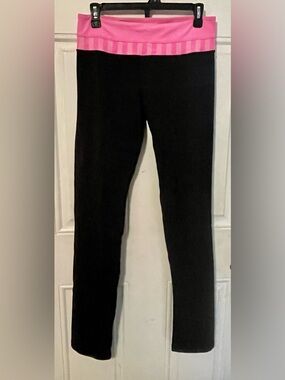 lululemon athletica Black Leggings with Pink Waistband